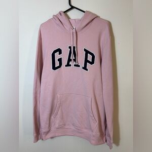 Gap Pink Pullover Hoodie Women Logo Crew Neck Fleece Long Sleeve Size L
